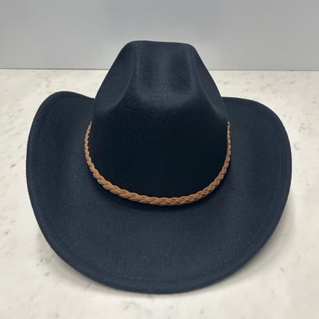 つば広 ウエスタンハット Cowboy Hat カウボーイハット フェルトタッチ 紺 サイズ調節可 (CBH12)