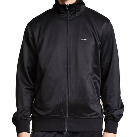 USAモデル Stussy ステューシー Textured ジャージ トラックジャケット 黒 マルチストライプ サイドライン