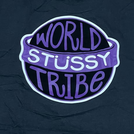 【L】 Stussy ステューシー WAORLD TRIBE ワールドトライブ 半袖 Tシャツ チャコールグレー 紫  (27)