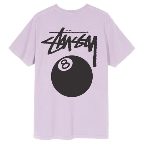 Stussy ステューシー 8Ball エイトボール PIG ピグメント ビンテージ加工 ラベンダー 紫 コットン100%