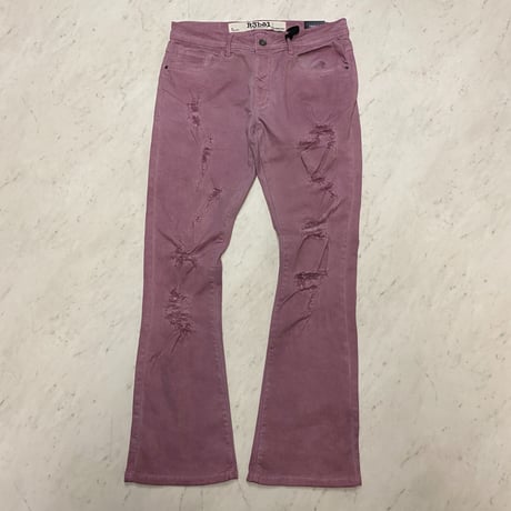 R3BEL JEANS STACKED FIT スタックドフィット ストレッチ フレアジーンズ ダスティピンク (JNS2)