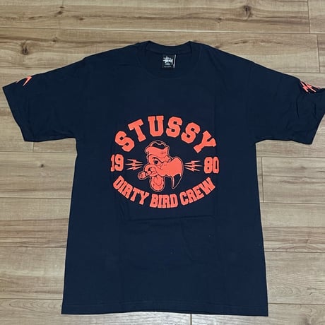 【S】 Stussy ステューシー Dirty Bird Crew 半袖 Tシャツ 西海岸 ストリート 背番号 ネイビー 紺 (52)