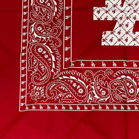大判バンダナ LA ロサンゼルス モノグラム BIGロゴ ペイズリー Monogram Paisley 赤 (BNDN118)