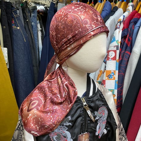 シルキータッチ DURAGドゥーラグ TIEDOWN インナーキャップ  総柄 テラコッタ 【ユニセックス】