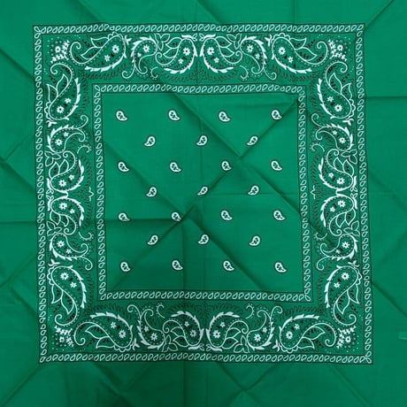 ペイズリー バンダナ Paisley Bandana ヴィンテージ調 大判サイズ 54cm ジェードグリーン (BNDN99)