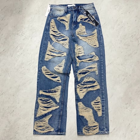 海外限定 KDNK ディーケーエヌケー Distressed Baggy ディストレスト バギー ジーンズ (JNS58)