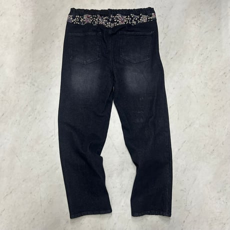 刺繍虎竹図 Japanese Tiger Embroidery Denim Jeans 和柄ブラックデニム (JNS89)