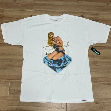 【XL】 Diamond Supply Co. ダイヤモンドサプライ 半袖 Tシャツ 白 Clare Skate  米国製 (T3)