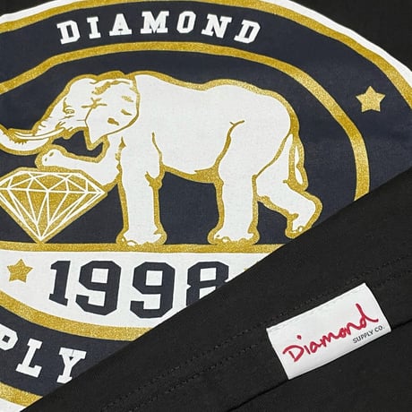 米国製 【M】 ダイヤモンドサプライ Diamond Supply Co タンクトップ 黒 Pushing Jewels 象