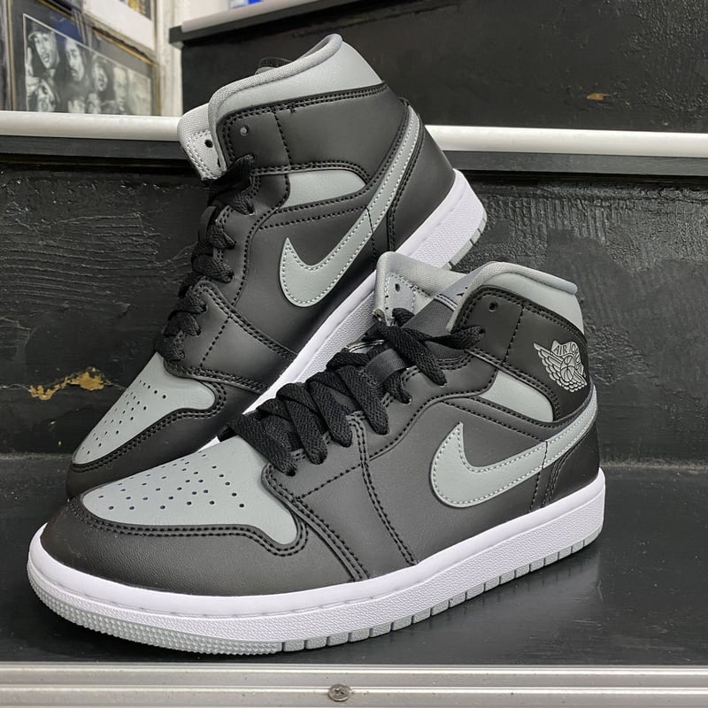 NIKE ナイキ AIR JORDAN1 MID エアジョーダン1 ミッドカット 黒/グレー ...