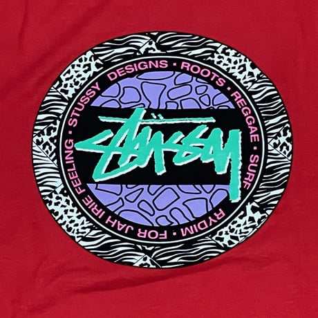 【XL】 Stussy ステューシー 半袖 サークルロゴ ショーンフォント Tシャツ 赤 ストリート 西海岸  (32)