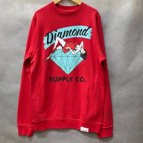 Diamond Supply ダイヤモンドサプライ Vices クルーネック スウェット トレーナー ピスタグ付き  赤