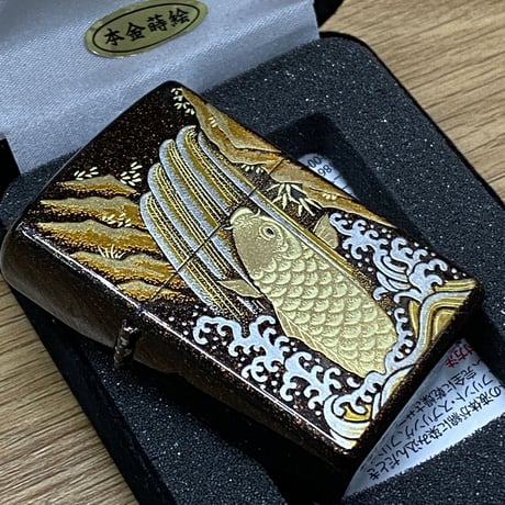 和柄 ZIPPO ジッポー 本金蒔絵 梨子地 Koi Fish 鯉 ゴールドタンク 専用ベロアBOX Made in USA