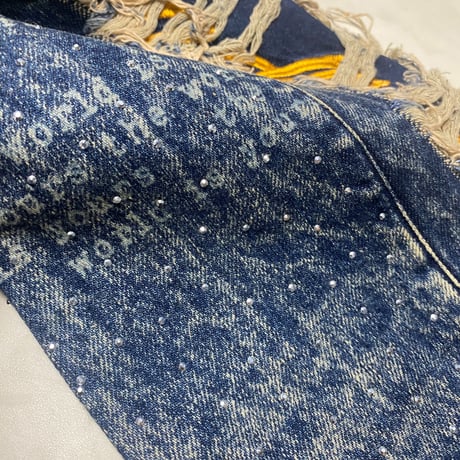 R3BEL RIPPED Rhinestone Stacked Flare Denim ラインストーン スタックド フレアジーンズ (JNS45)