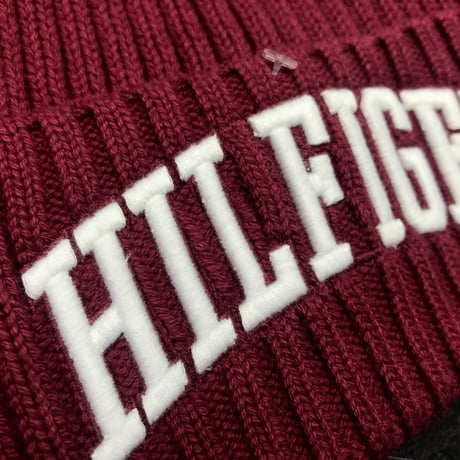 トミーヒルフィガー TOMMY HILFIGER USA ニットキャップ 綿100% バーガンディ