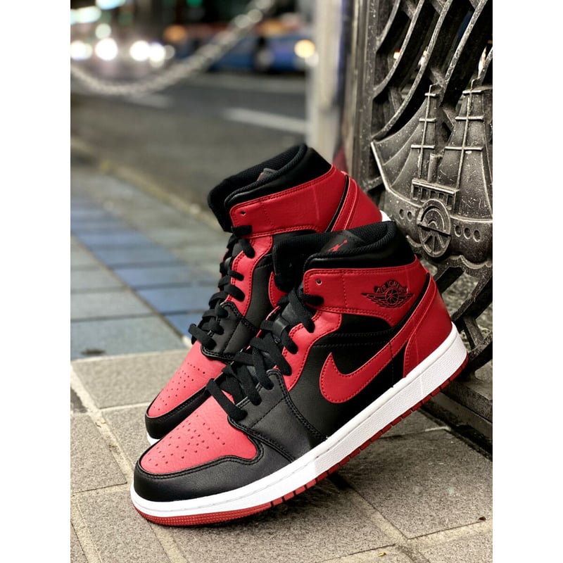 NIKE ナイキ AIR JORDAN1 MID エアジョーダン1 ミッドカット 黒赤 ...