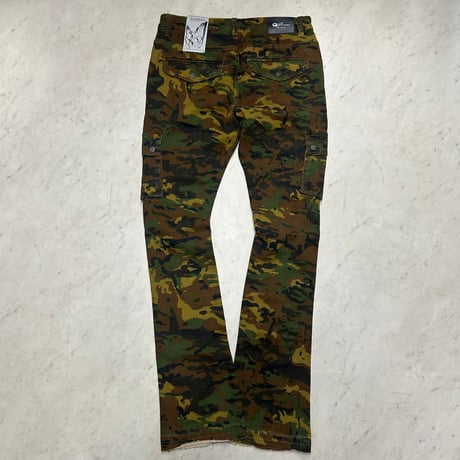 米国シカゴ発 Gunzinii ガンジーニ Warrior Stacked Cargo Pants マルチポケット カーゴ スタックドデニム (JNS129)