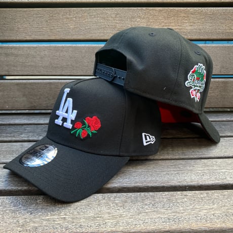 海外限定 Newera ニューエラ 9Forty Aフレーム LA Dodgers ドジャース キャップ バラ RedRose Crest (940-123)