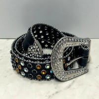 ラインストーン ブリンブリン ベルト Bling Bling Rhinestone Belt 黒 オレンジ クリア (BELT24)