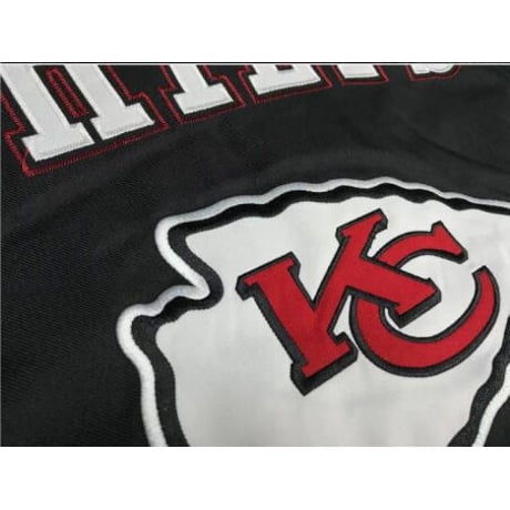 NFL公式 KC カンザスシティ Chiefs チーフス スタジャン アメフト 黒/赤 スナップボタン