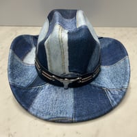 つば広 ウエスタンハット Cowboy Hat カウボーイハット デニム パッチワーク サイズ調節可 (CBH26)