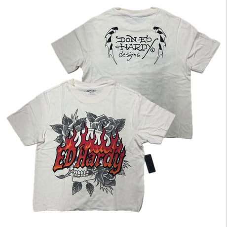 USA仕様 Ed Hardy エドハーディ Skull Roses Boxy Cropped T ローズ スカル クロップ Tシャツ (EdT3)