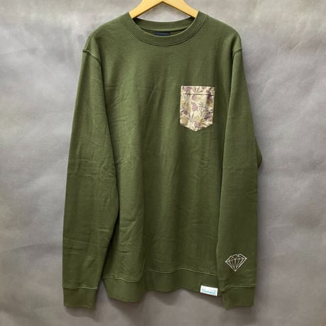 Diamond Supply ダイヤモンドサプライ  WeedCamo クルーネック トレーナー 胸ポケット付き 迷彩