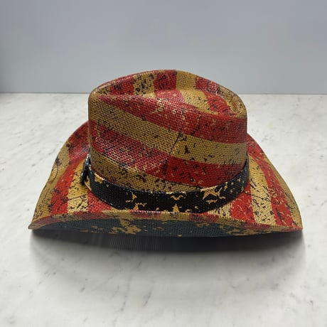 つば広 ウエスタンハット Cowboy Hat カウボーイハット 星条旗 ヴィンテージテイスト (CBH2)