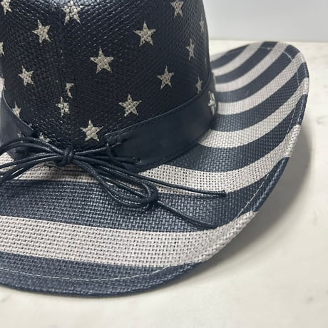 つば広 ウエスタンハット Cowboy Hat カウボーイハット 星条旗 ヴィンテージテイスト (CBH5)