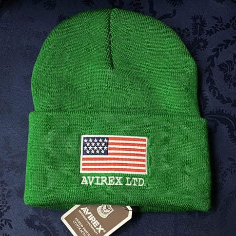 AVIREX アヴィレックス 星条旗 USAフラッグ ニットキャップ 緑 ユニセックス