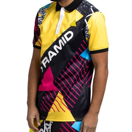 日本未入荷 BLACK PYRAMID ブラックピラミッド BP Geometric Polo 半袖 ポロシャツ 黄色 イエロー