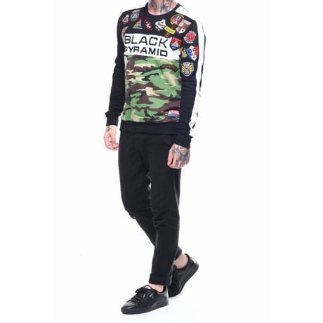 日本未入荷 BLACK PYRAMID ブラックピラミッド Military スウェット トレーナー 迷彩 カモフラージュ ミリタリー パッチ付