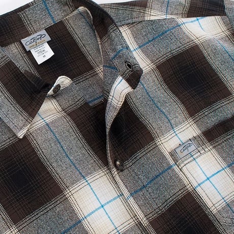 アメリカ製 CALTOP キャルトップ 半袖 オンブレチェックシャツ BROWN BLUE 茶色 ブルー (SBS42)