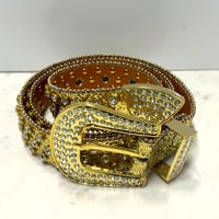 ラインストーン ブリンブリン ベルト Bling Bling Rhinestone Belt ゴールド フォイルフレーク (BELT18)