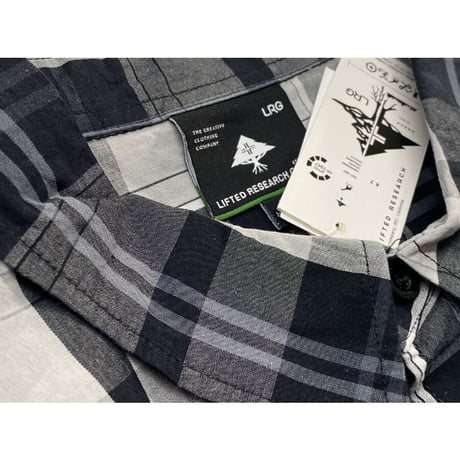 LRG エルアールジー チェック柄 グレー GREY 半袖 ボタンシャツ 綿100% ストリート