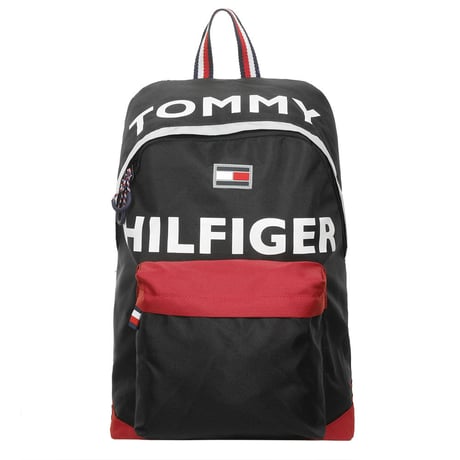 USA正規品 トミーヒルフィガー TOMMY HILFIGER バックパック 黒 ブラック BIGロゴ FLAG フラッグ
