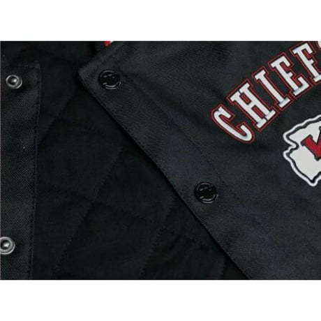 NFL公式 KC カンザスシティ Chiefs チーフス スタジャン アメフト 黒/赤 スナップボタン