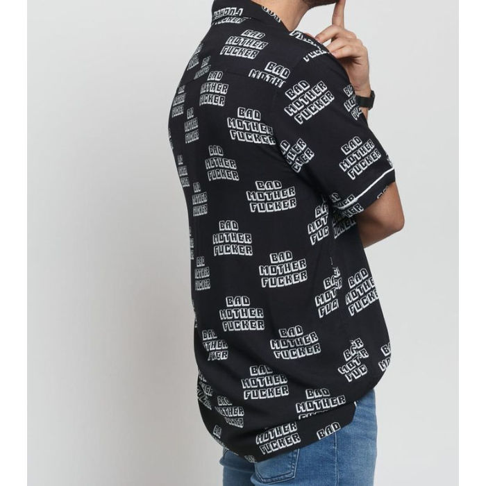 限定コラボ HUF 半袖 ボタンシャツ 黒 パルプフィクション