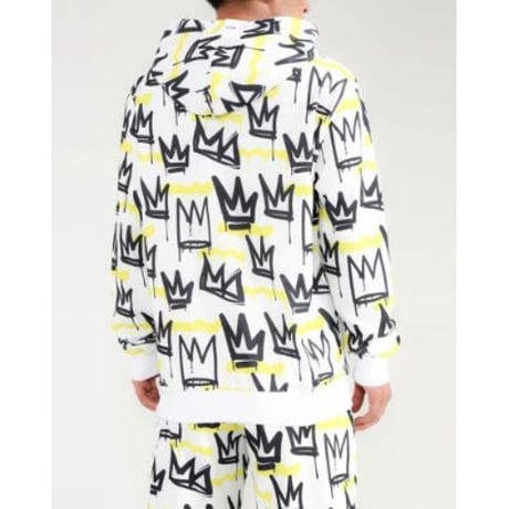 HUDSON NYC ハドソン ニューヨーク King Basquiat キング バスキア 総柄 白 プルオーバー パーカー