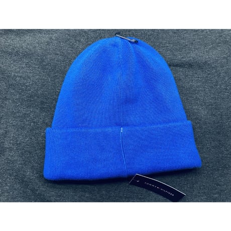 海外限定 トミーヒルフィガー TOMMY HILFIGER ニットキャップ 厚手 コットン100％ ロイヤルブルー