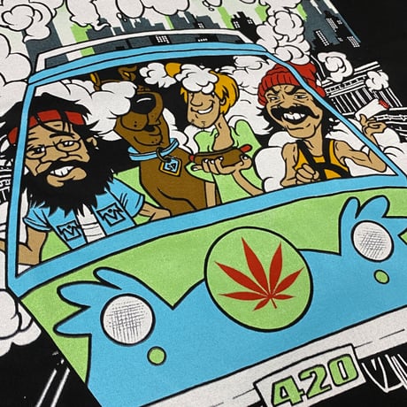 LA発 Cheech&Chong チーチアンドチョン グラフィック ヘビーウェイト Tシャツ 黒 DRIVE 420 (GTS33)