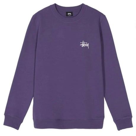 USA正規品 Stussy ステューシー Basic Logo ベーシック ロゴ スウェット Crewneck トレーナー クルーネック 新品 パープル 紫 PURPLE