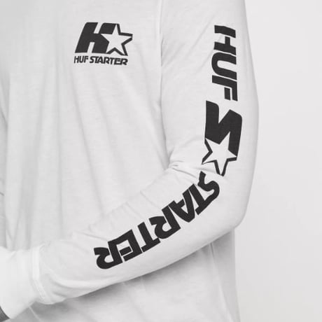 限定コラボモデル HUF ハフ STARTER スターター コラボデザイン 長袖 Ｔシャツ ロンＴ 白