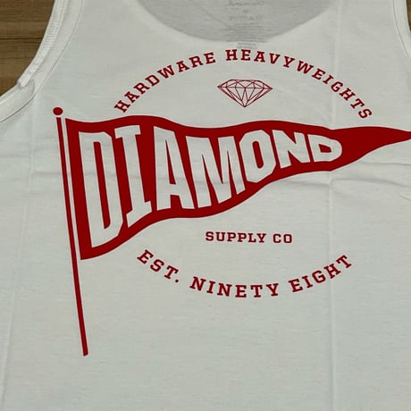【XL】 米国製 ダイヤモンドサプライ Diamond Supply Co タンクトップ 白 フラッグ FLAGロゴ
