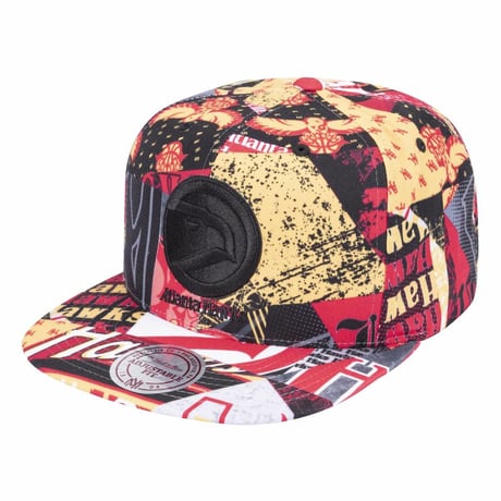 Mitchell&Ness NBA アトランタ ホークス Hawks 総柄 Paysage スナップバック キャップ