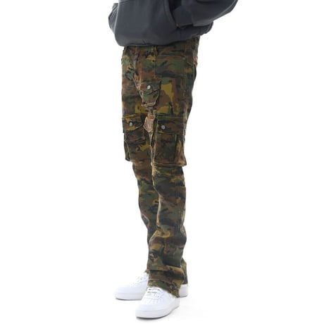 米国シカゴ発 Gunzinii ガンジーニ Warrior Stacked Cargo Pants マルチポケット カーゴ スタックドデニム (JNS129)