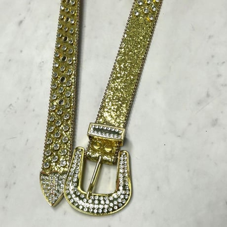 ラインストーン ブリンブリン ベルト Bling Bling Rhinestone Belt ゴールド フォイルフレーク (BELT18)