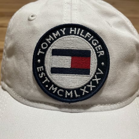 トミーヒルフィガー TOMMY HILFIGER USA ストラップバックキャップ 白 ラウンドパッチロゴ (15)