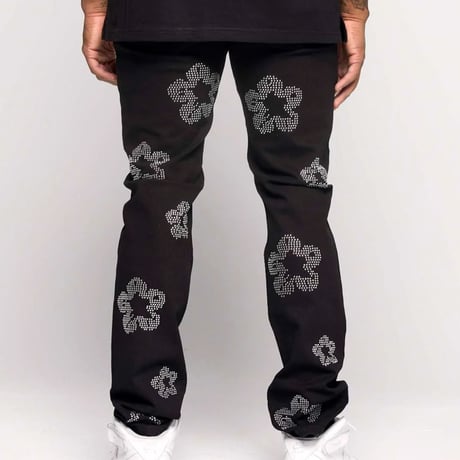 米国ブランド FWRD Denim NY クリスタルフラワー スリム デニム Slim Fit Crystal Flower Denim (JNS140)
