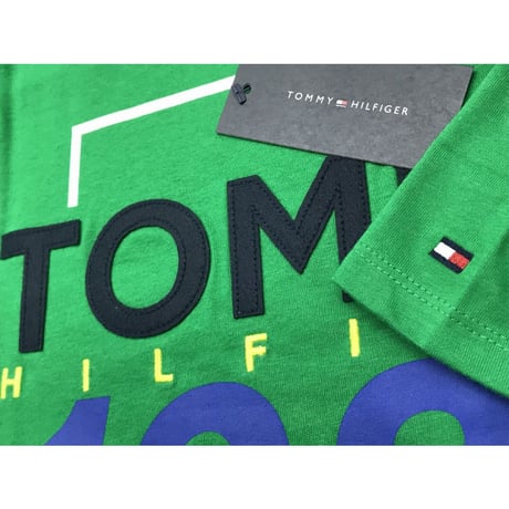 USAモデル TOMMY HILFIGER トミーヒルフィガー 半袖 Tシャツ パッチロゴ 1985 NY 緑